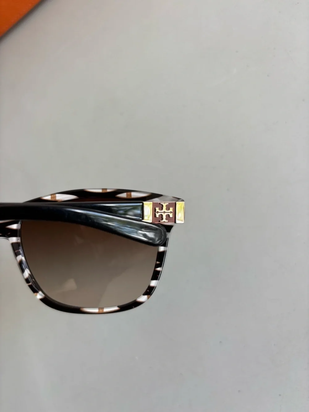 Tory Burch Orange Saffiano Wallet with tribal gradient brown Sunglasses